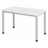 Bureau réglable en hauteur HILO 612 S en blanc et argent avec quatre pieds ronds de hjh OFFICE PRO