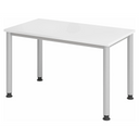 Bureau réglable en hauteur HILO 612 S en blanc et argent avec quatre pieds ronds de hjh OFFICE PRO