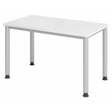 Bureau réglable en hauteur HILO 612 S en blanc et argent avec quatre pieds ronds de hjh OFFICE PRO