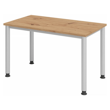 Bureau réglable en hauteur HILO 612 S en chêne rustique et argent avec quatre pieds ronds de hjh OFFICE PRO