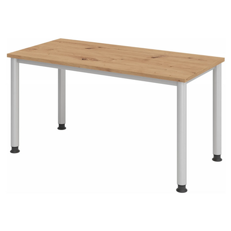 Bureau réglable en hauteur HILO 614 S en chêne noueux avec pieds argentés de hjh OFFICE PRO