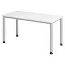 Bureau blanc HILO 614 S avec pieds argentés et plateau blanc de hjh OFFICE PRO