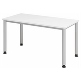 Bureau blanc HILO 614 S avec pieds argentés et plateau blanc de hjh OFFICE PRO