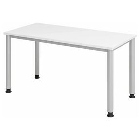 Bureau blanc HILO 614 S avec pieds argentés et plateau blanc de hjh OFFICE PRO