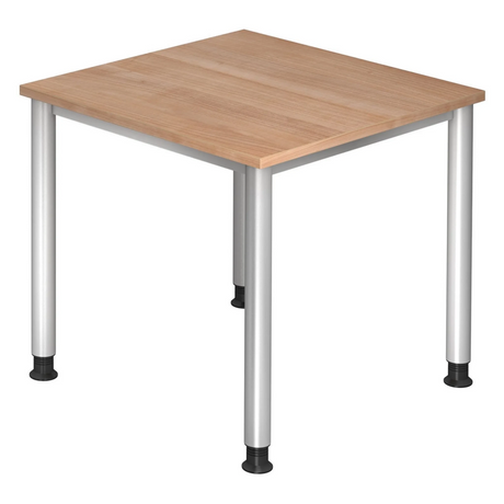 Bureau réglable en hauteur HILO 8 S avec plateau effet noyer et pieds argentés de hjh OFFICE PRO