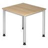 Bureau réglable en hauteur HILO 8 S effet chêne avec quatre pieds argentés de hjh OFFICE PRO