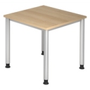 Bureau réglable en hauteur HILO 8 S effet chêne avec quatre pieds argentés de hjh OFFICE PRO