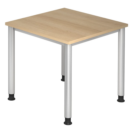 Bureau réglable en hauteur HILO 8 S effet chêne avec quatre pieds argentés de hjh OFFICE PRO