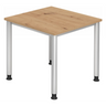 Bureau réglable en hauteur HILO 8 S en chêne rustique avec pieds en métal argenté de hjh OFFICE PRO