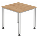 Bureau réglable en hauteur HILO 8 S en chêne rustique avec pieds en métal argenté de hjh OFFICE PRO