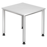 Bureau réglable en hauteur HILO 8 S avec plateau blanc et pieds argentés de hjh OFFICE PRO