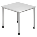 Bureau réglable en hauteur HILO 8 S avec plateau blanc et pieds argentés de hjh OFFICE PRO