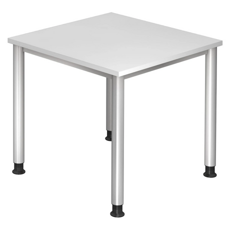 Bureau réglable en hauteur HILO 8 S avec plateau blanc et pieds argentés de hjh OFFICE PRO