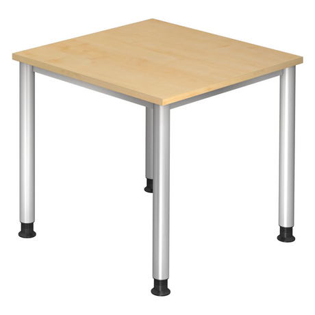 Bureau réglable en hauteur HILO 8 S avec plateau en érable clair et pieds argentés de hjh OFFICE PRO