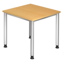 Bureau réglable en hauteur HILO 8 S en hêtre avec pieds en métal argenté de hjh OFFICE PRO