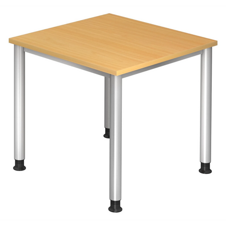 Bureau réglable en hauteur HILO 8 S en hêtre avec pieds en métal argenté de hjh OFFICE PRO