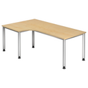 Bureau en L HILO 82 S effet érable avec pieds en métal argenté de hjh OFFICE PRO