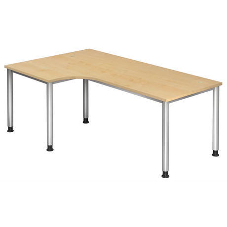 Bureau en L HILO 82 S effet érable avec pieds en métal argenté de hjh OFFICE PRO