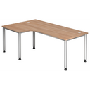 Bureau en L HILO 82 S aspect noyer avec pieds argentés de hjh OFFICE PRO