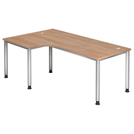 Bureau en L HILO 82 S aspect noyer avec pieds argentés de hjh OFFICE PRO