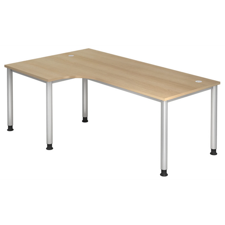 Bureau en L HILO 82 S effet chêne avec pieds argentés de hjh OFFICE PRO
