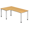 Bureau en L HILO 82 S aspect hêtre avec pieds argentés de hjh OFFICE PRO