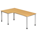 Bureau en L HILO 82 S aspect hêtre avec pieds argentés de hjh OFFICE PRO