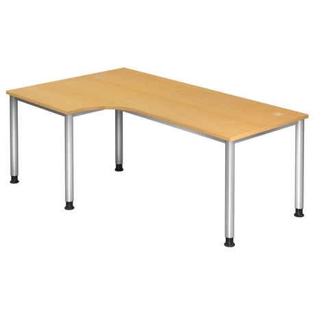 Bureau en L HILO 82 S aspect hêtre avec pieds argentés de hjh OFFICE PRO