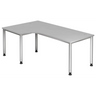 Bureau gris en L HILO 82 S avec pieds argentés et passe-câbles de hjh OFFICE PRO