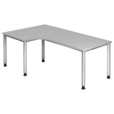 Bureau gris en L HILO 82 S avec pieds argentés et passe-câbles de hjh OFFICE PRO