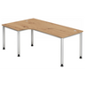 Bureau en L HILO 82 S en chêne rustique avec pieds en métal argenté de hjh OFFICE PRO