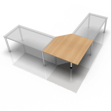 Bureau trapézoïdal HT12 avec un plateau couleur chêne et des pieds blancs de hjh OFFICE PRO