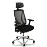Siège de bureau haut de gamme INSPERO en noir avec dossier en maille, appuie-tête et pied en chrome de hjh OFFICE