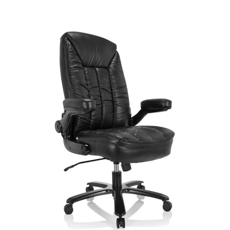 Siège pivotant XXL INSTRUCTOR III en similicuir noir avec rembourrage capitonné de hjh OFFICE