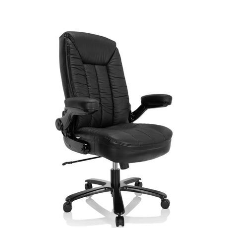 Siège pivotant XXL INSTRUCTOR III noir en cuir avec rembourrage capitonné de hjh OFFICE