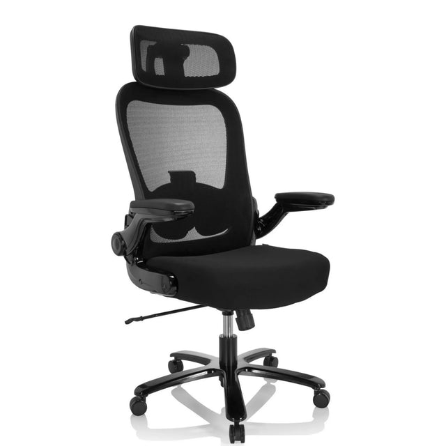 Siège pivotant XXL INSTRUCTOR SW I PRO noir avec dossier en maille, appuie-tête et accoudoirs de hjh OFFICE