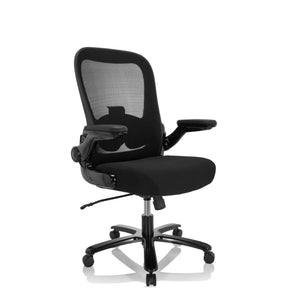 Siège pivotant XXL INSTRUCTOR SW I noir avec dossier en maille, assise en tissu et accoudoirs de hjh OFFICE