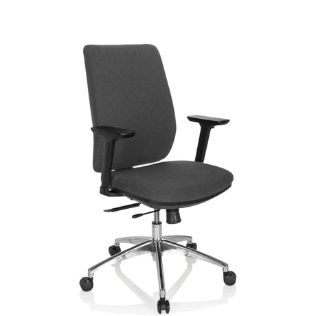 Siège de bureau de qualité professionnelle INTEGRIO I avec revêtement en tissu gris foncé et pied en étoile argenté de hjh OFFICE