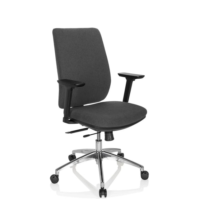 Siège de bureau de qualité professionnelle INTEGRIO I avec revêtement en tissu gris foncé et pied en étoile argenté de hjh OFFICE