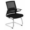 Chaises cantilever INVENTOR V noire avec dossier en maille, accoudoirs et piètement luge chromé de hjh OFFICE
