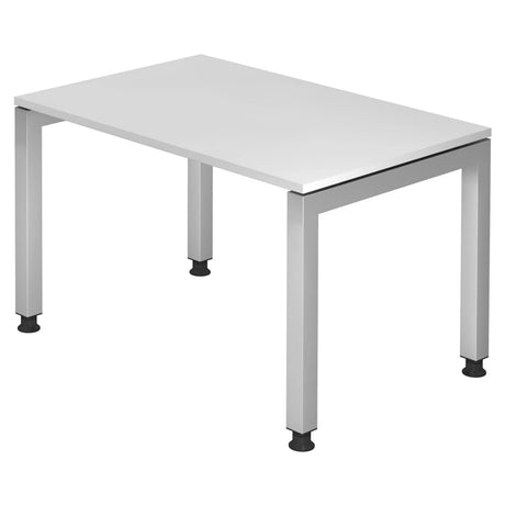 Bureau réglable en hauteur JAVA 12 S en blanc avec quatre pieds et patins noirs de hjh OFFICE PRO