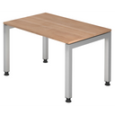Bureau réglable en hauteur JAVA 12 S avec plateau effet noyer et piètement argenté de hjh OFFICE PRO