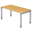 Bureau réglable en hauteur JAVA 16 S en hêtre avec structure argentée de hjh OFFICE PRO