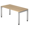 Bureau réglable en hauteur JAVA 16 S avec plateau couleur chêne et structure argentée de hjh OFFICE PRO