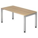 Bureau réglable en hauteur JAVA 16 S avec plateau couleur chêne et structure argentée de hjh OFFICE PRO