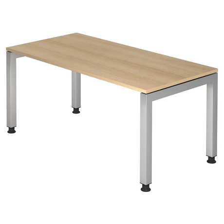 Bureau réglable en hauteur JAVA 16 S avec plateau couleur chêne et structure argentée de hjh OFFICE PRO