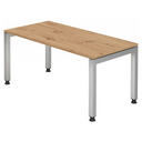 Bureau réglable en hauteur JAVA 16 S en chêne rustique avec piètement argenté de hjh OFFICE PRO