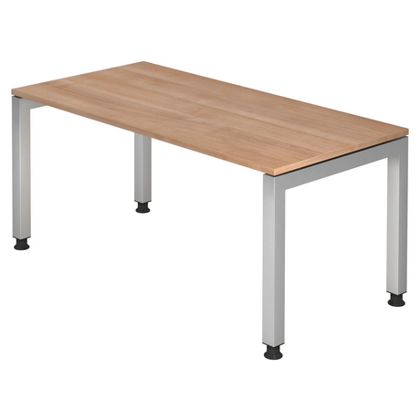 Bureau réglable en hauteur JAVA 16 S effet noyer avec pieds en métal argenté de hjh OFFICE PRO