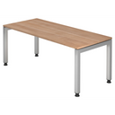 Bureau réglable en hauteur JAVA 19 S aspect noyer avec cadre argenté de hjh OFFICE PRO