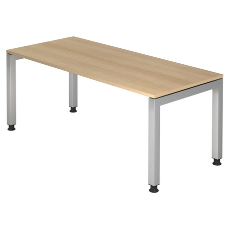 Bureau réglable en hauteur JAVA 19 S aspect chêne avec structure métallique argentée de hjh OFFICE PRO
